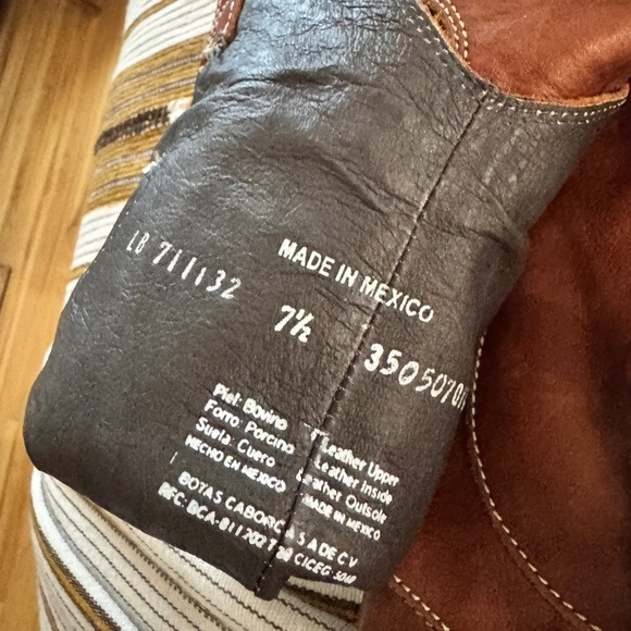 Authentic Mexican Leather Cowboy Boots | Brown Fringe Boho Western Boot 7.5 - Picture 3 of 3